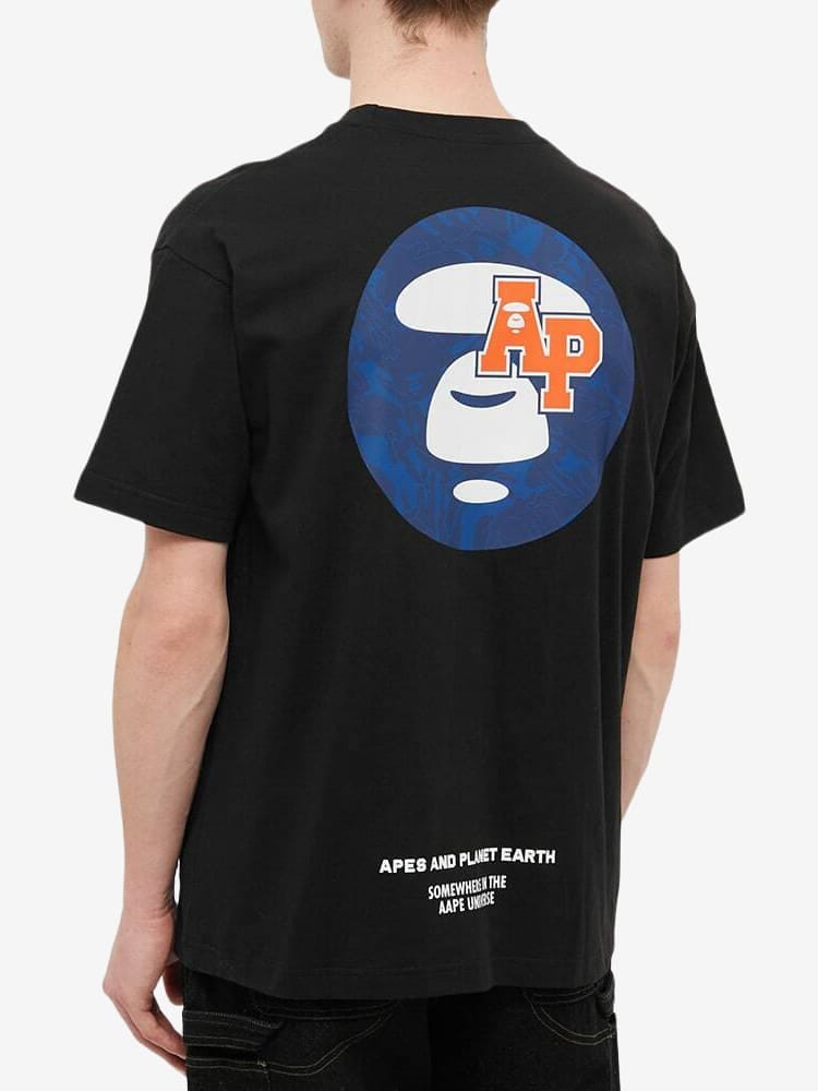 AAPE BY *A BATHING APE — Футболка Aape x Rob Flowers Papa Tee Black