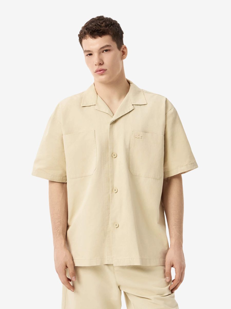 LACOSTE — Рубашка Linen Shirt SS Beige