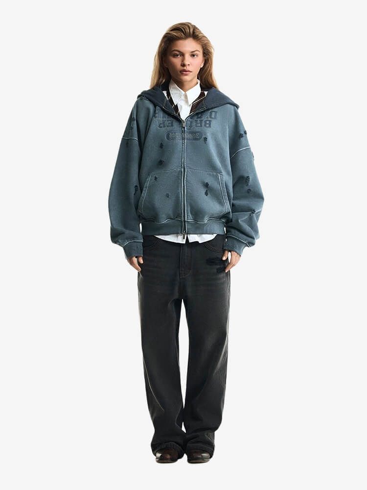 BRÛLER D’AMOUR — Худи Zip Inverse Grey (Dirty Wash)