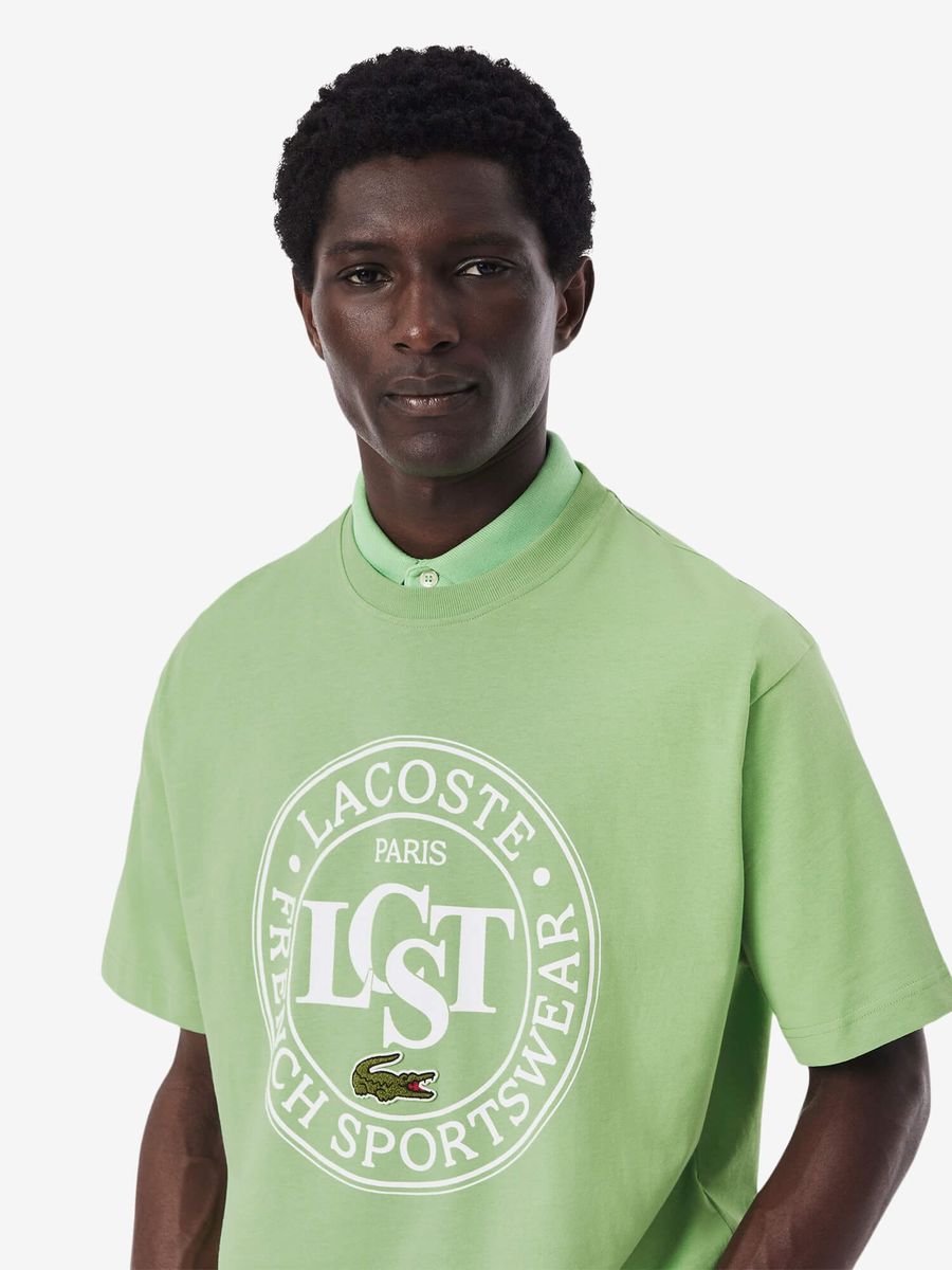 LACOSTE — Футболка Loose Fit Heavy Cotton Printed Tee Lime