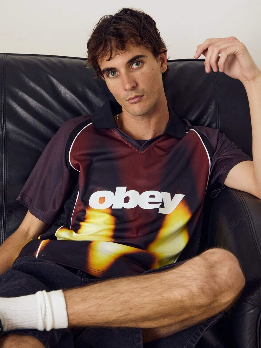 OBEY — Футболка Джерси Blurred Soccer Jersey Burnt Red Multi