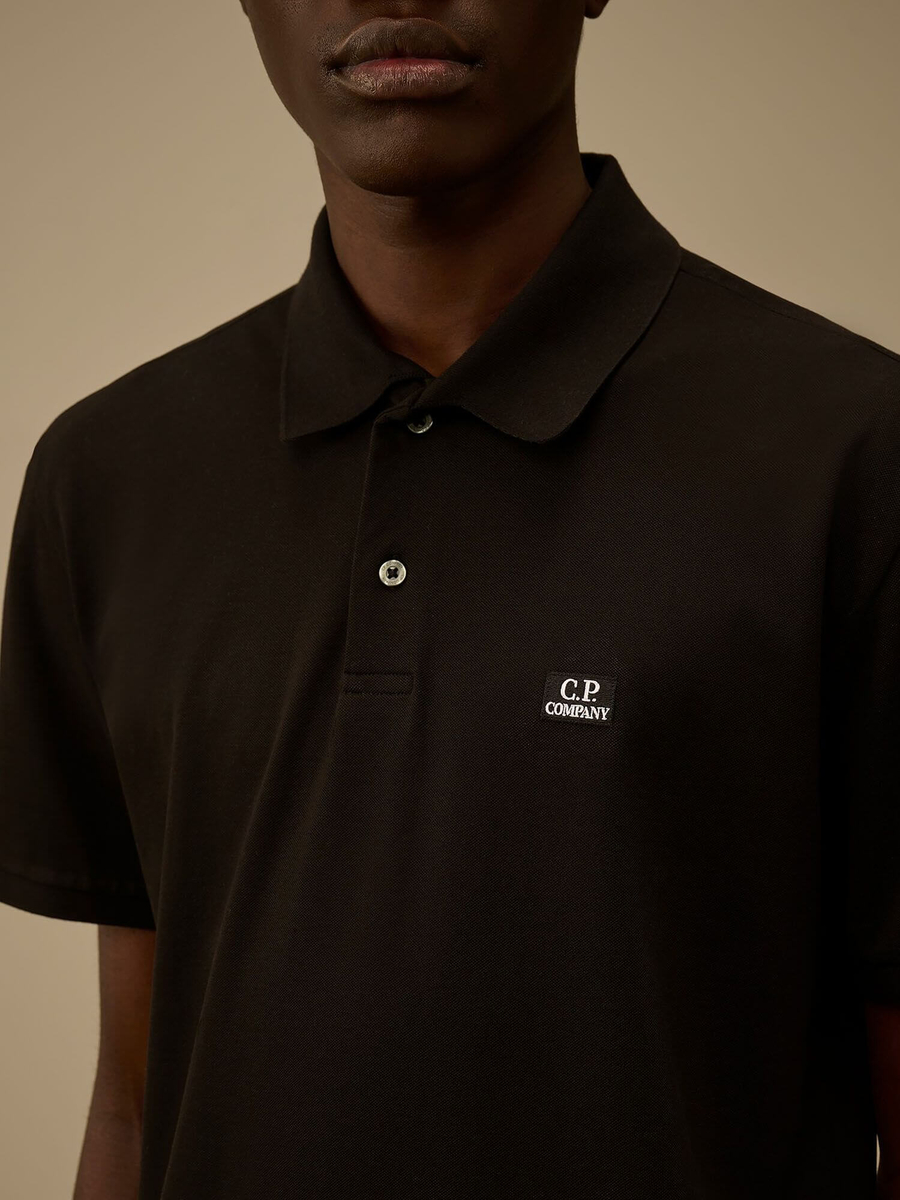 C.P. COMPANY — Поло Stretch Piquet Point Collar Polo Black