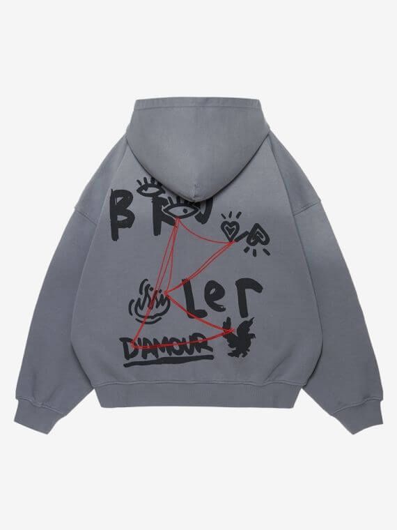 BRÛLER D’AMOUR — Худи Zip Investigation Grey