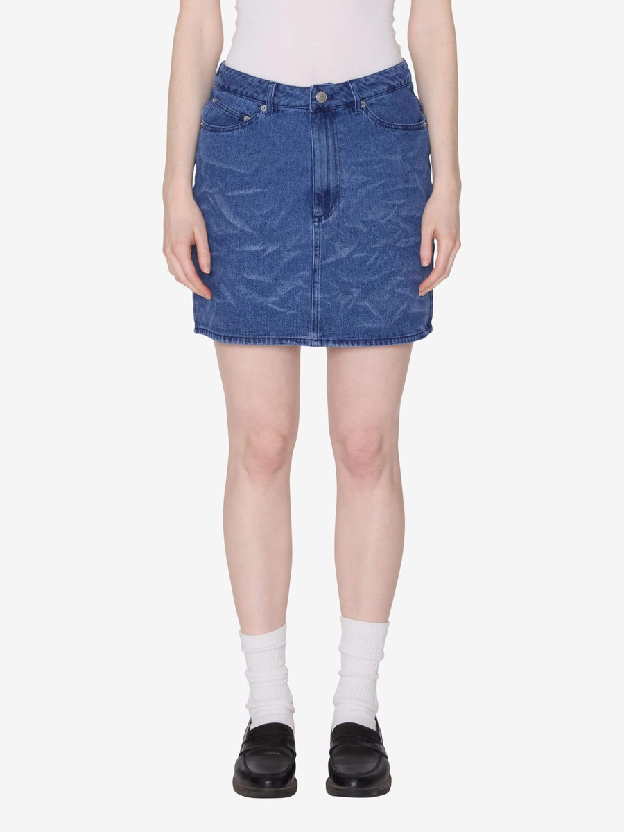 OBEY — Юбка W Trinity Wrinkle Denim Skirt Medium Stonewash Indigo