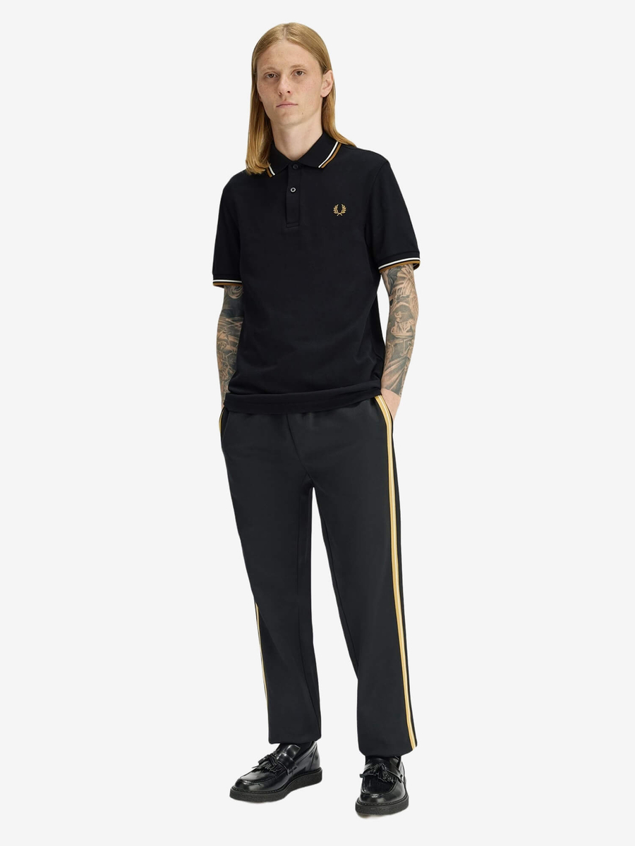 FRED PERRY — Футболка Поло Twin Tipped Polo Black/Ecru/Dark Caramel