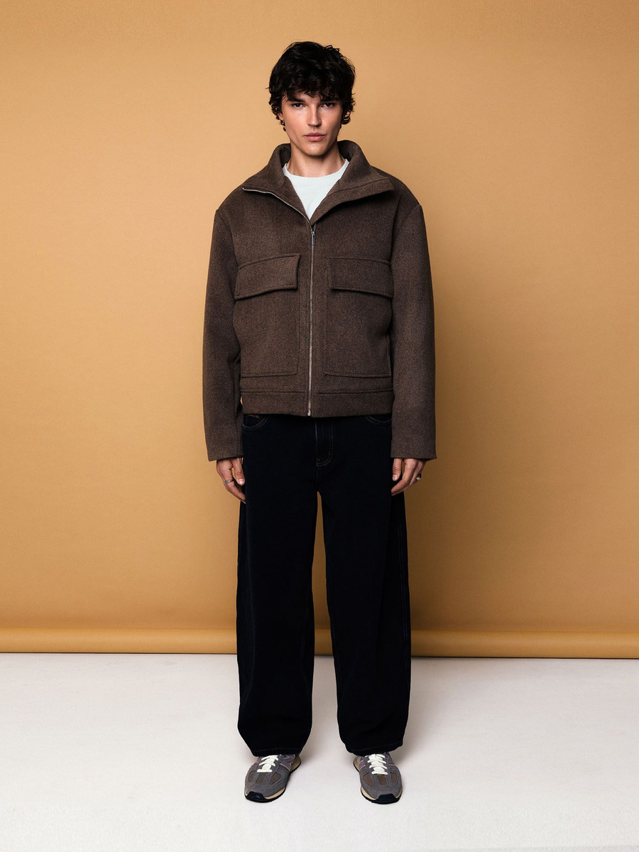 DISSIDENT — Куртка DST Cropped Zipper Coat in Brown