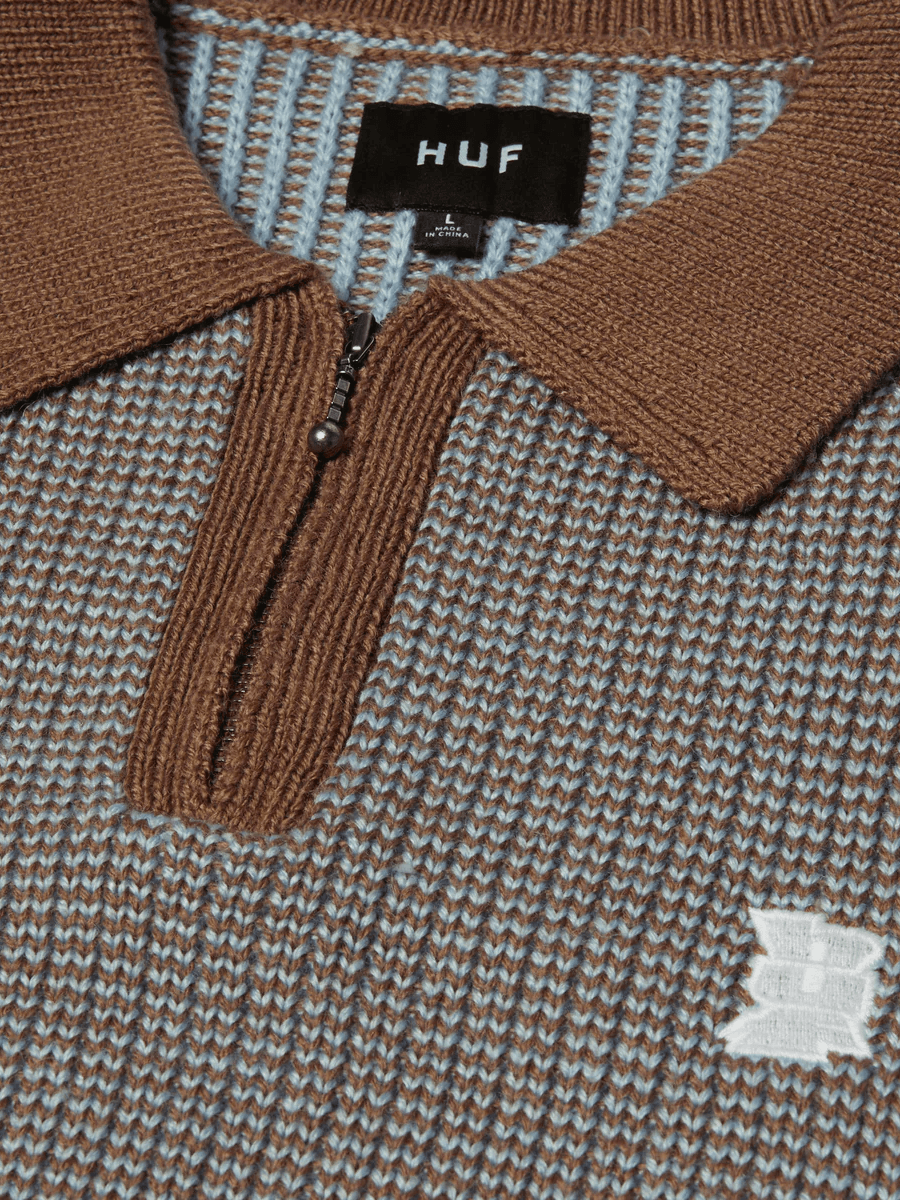 HUF — Свитер вязанный Megablast Two Tone Waffle Sweater Washed Blue/Moss