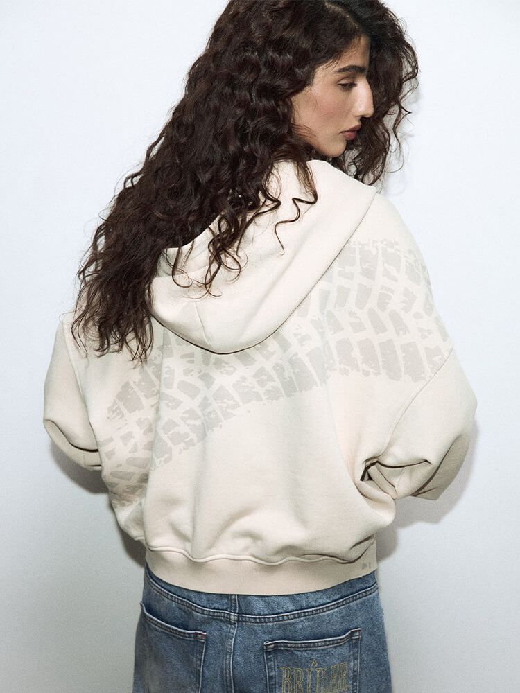 BRÛLER D’AMOUR — Худи Zip Parrain de Souvenirs Beige Dirty Wash