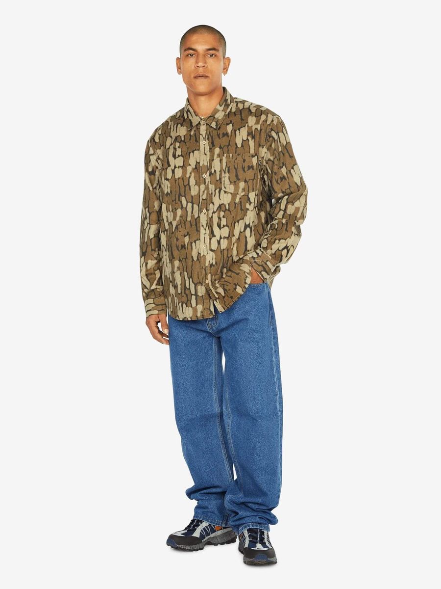 HUF — Рубашка Warped Camo Corduroy Shirt Muted Camo