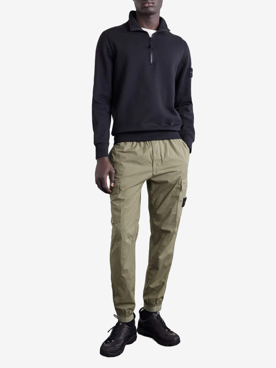 STONE ISLAND — Свитшот Half-Zip Polo Crewneck Black