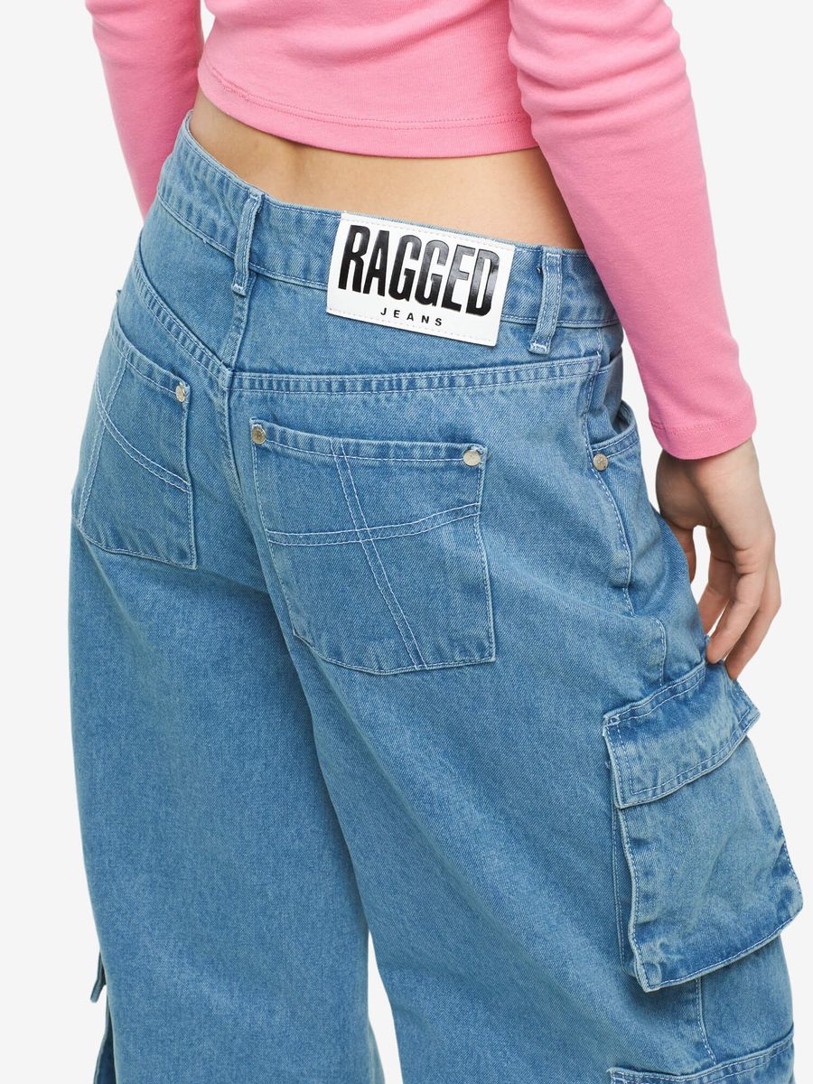 THE RAGGED PRIEST — Mid Blue Combat Release Jeans