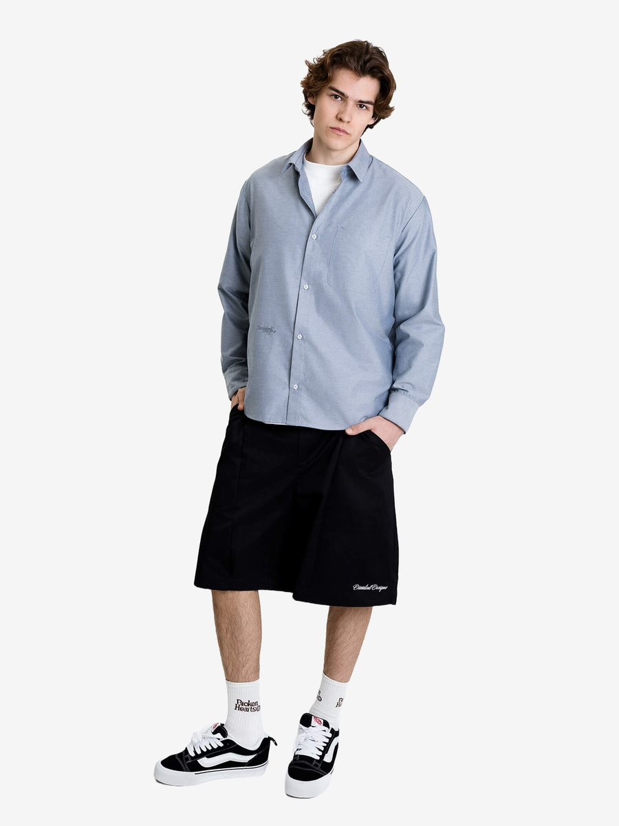 DISSIDENT — Рубашка Script Oxford Pocket Short in Light Grey