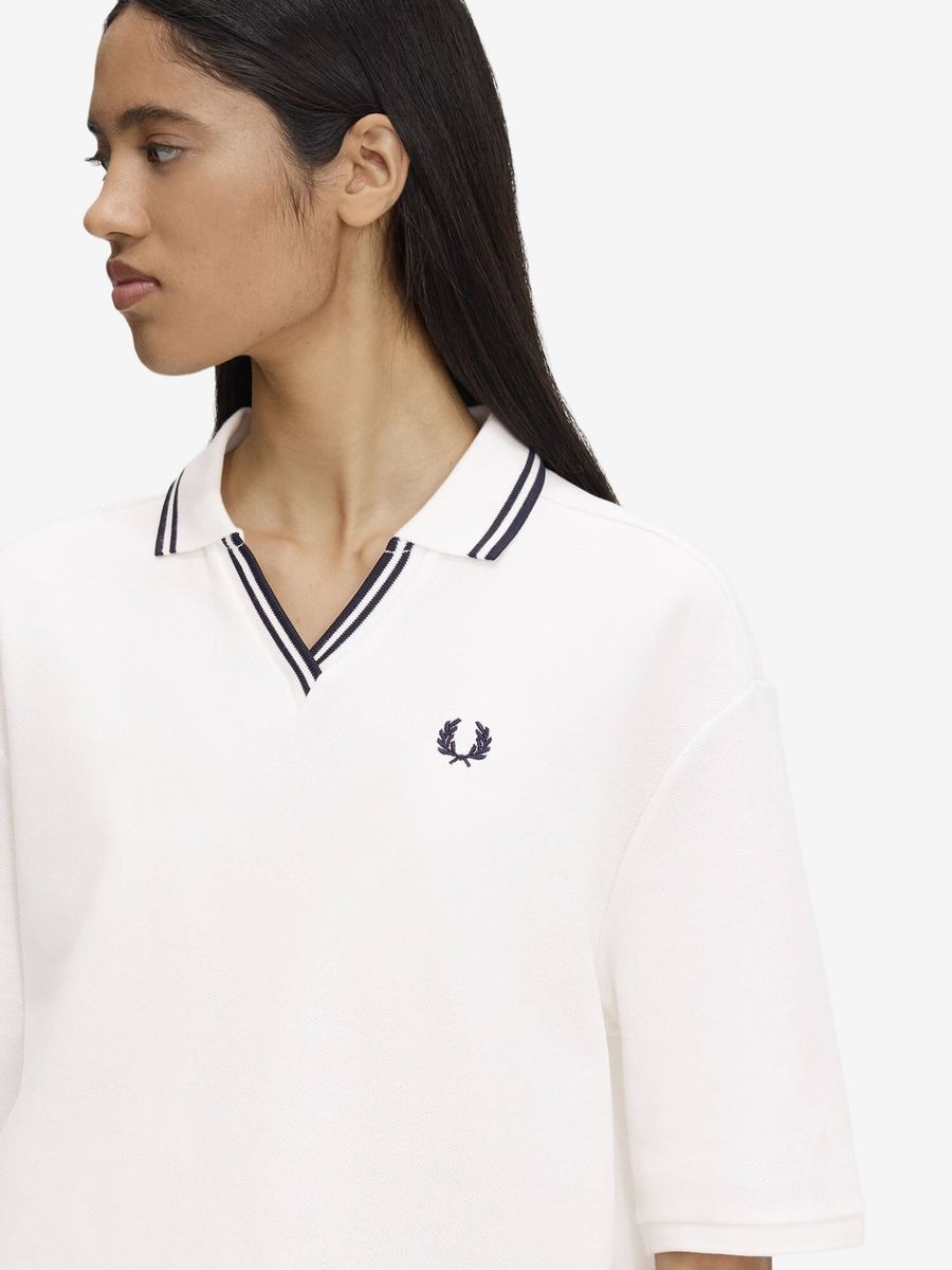 FRED PERRY — Поло W Open Collar Tipped Polo Shirt White/Black