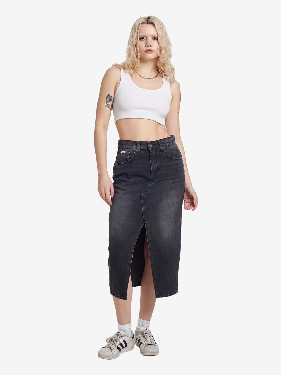 THE RAGGED PRIEST — Юбка Midi Skirt Bleack Charcoa Wash