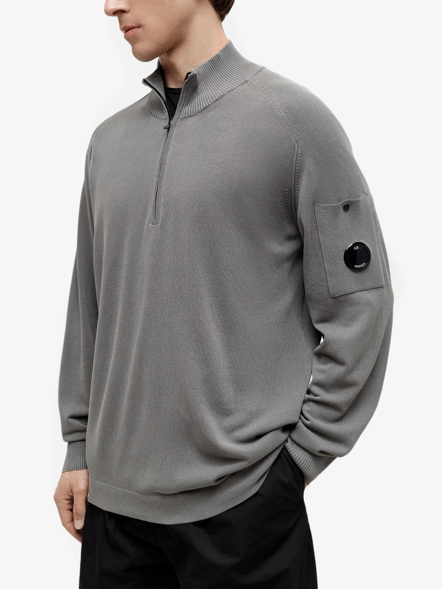 C.P. COMPANY — Свитшот Cotton Crepe Hal-Zip Gunmetal