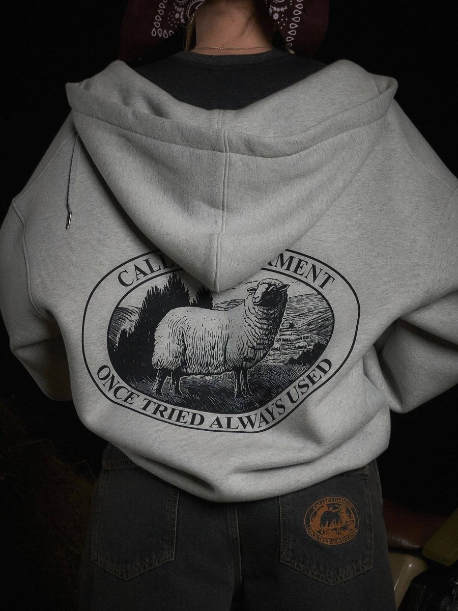 CALLED A GARMENT — Худи Zip Stamp Heavy Cotton Grey Melange