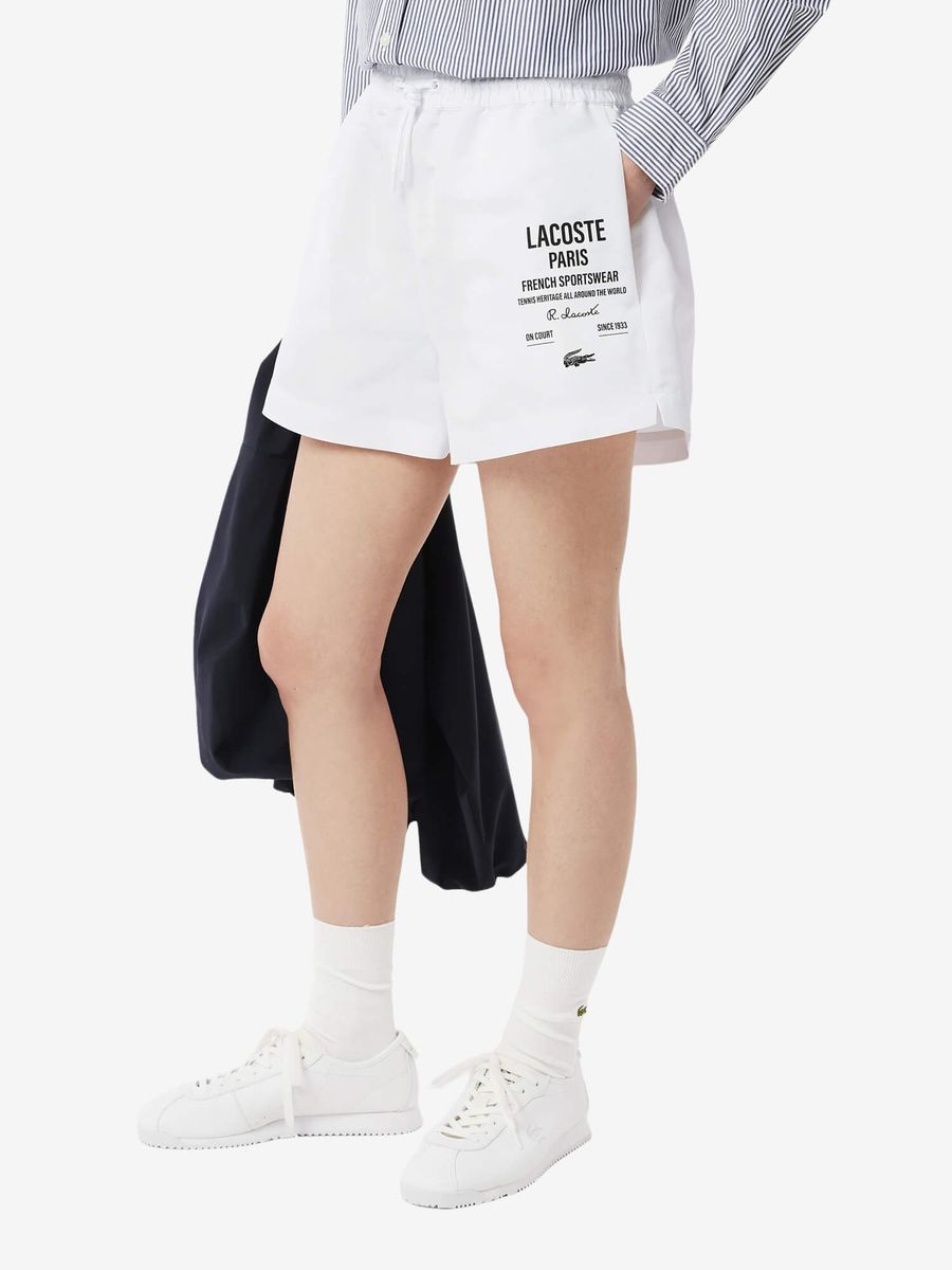 LACOSTE — Шорты W Long Printed Short White