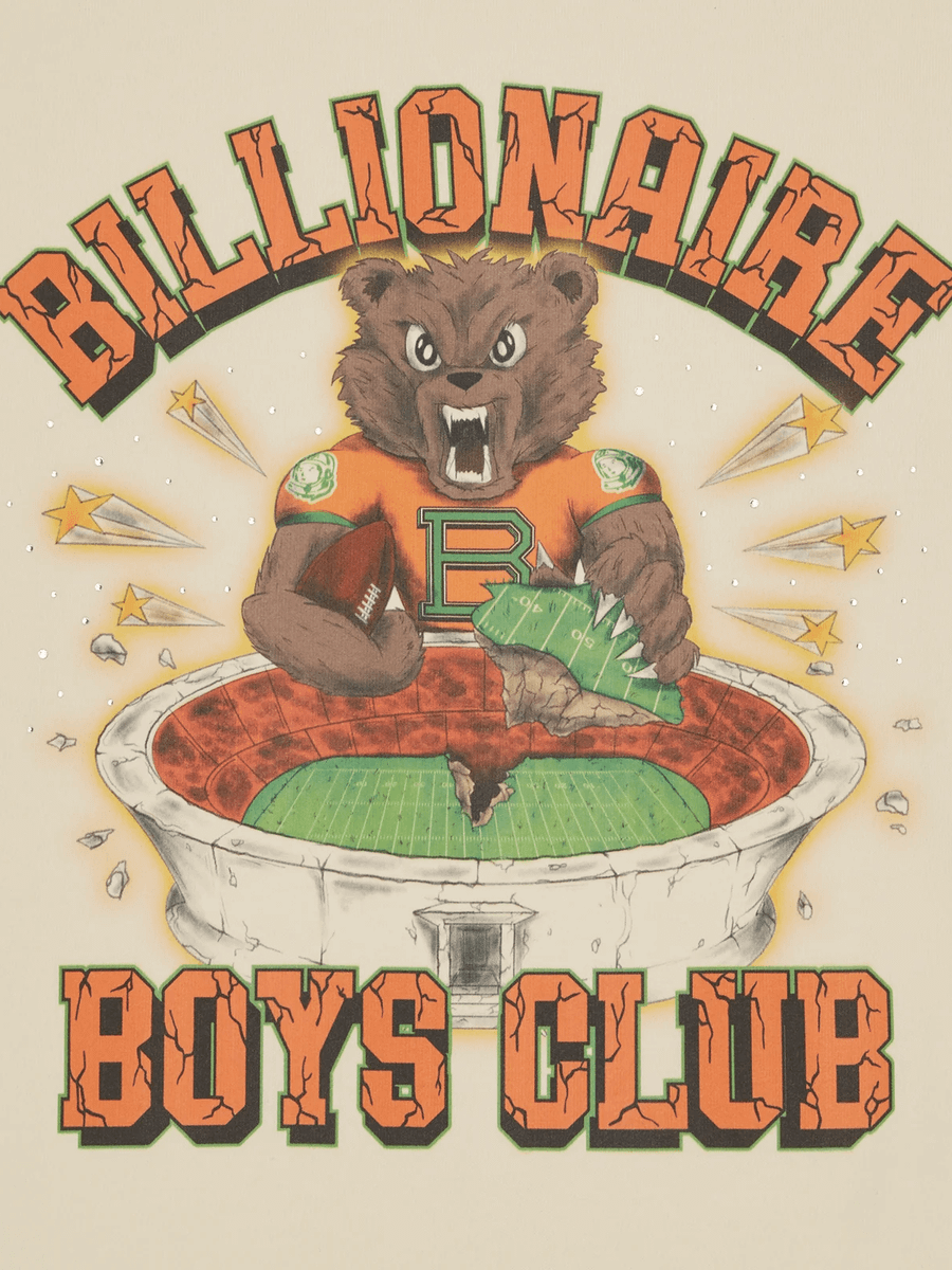 BILLIONAIRE BOYS CLUB — Футболка Rhinestone Mascot Tee Washed Ecru