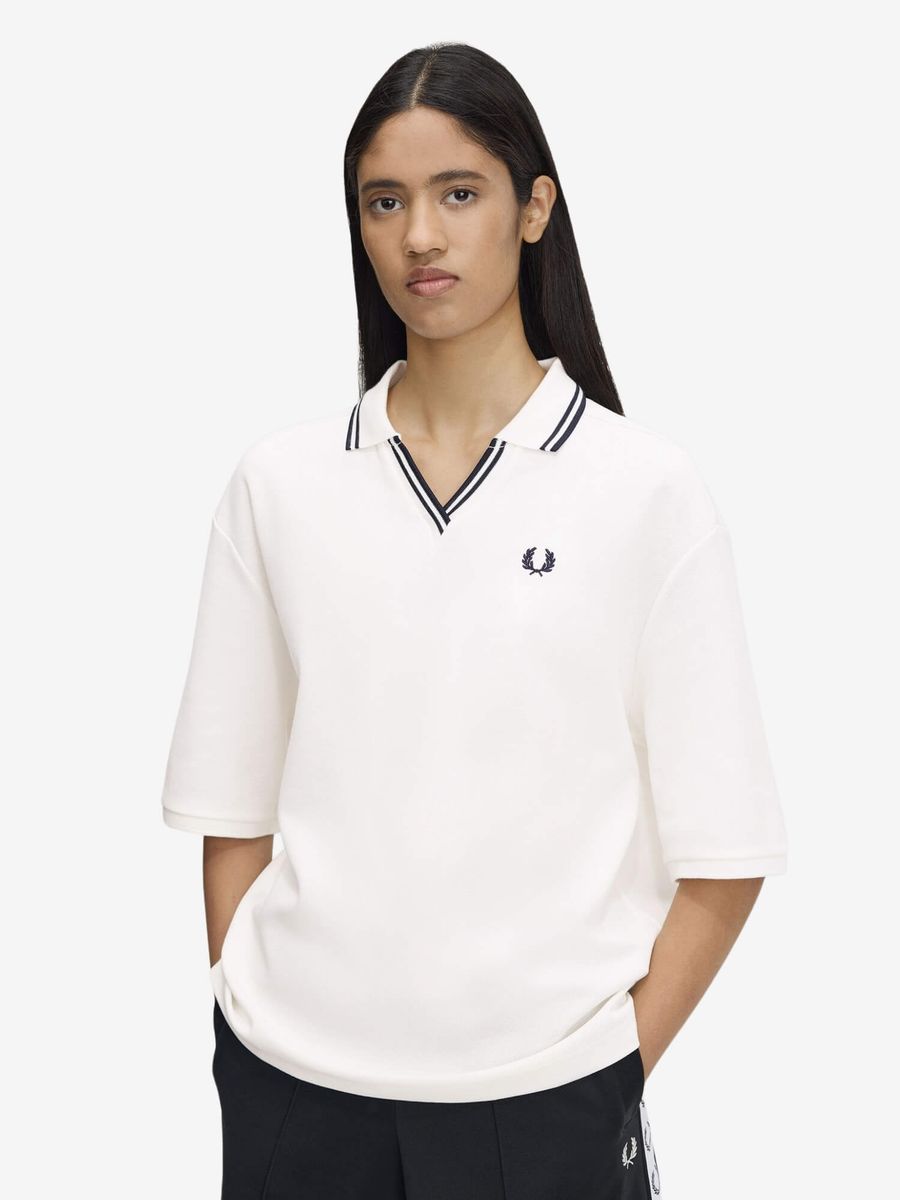 FRED PERRY — Поло W Open Collar Tipped Polo Shirt White/Black