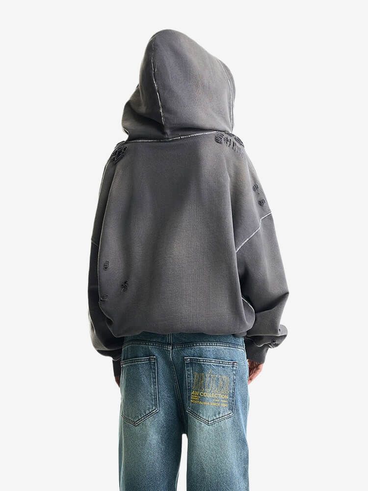 BRÛLER D’AMOUR — Худи Zip "1990" Grey (Dirty Wash)