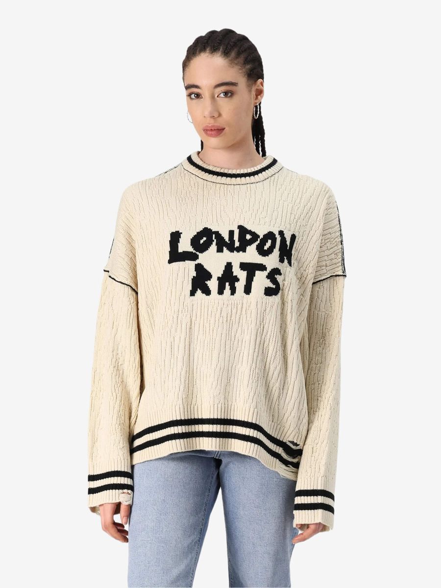 THE RAGGED PRIEST — Свитер вязаный London Rats Knit Ecru/Black