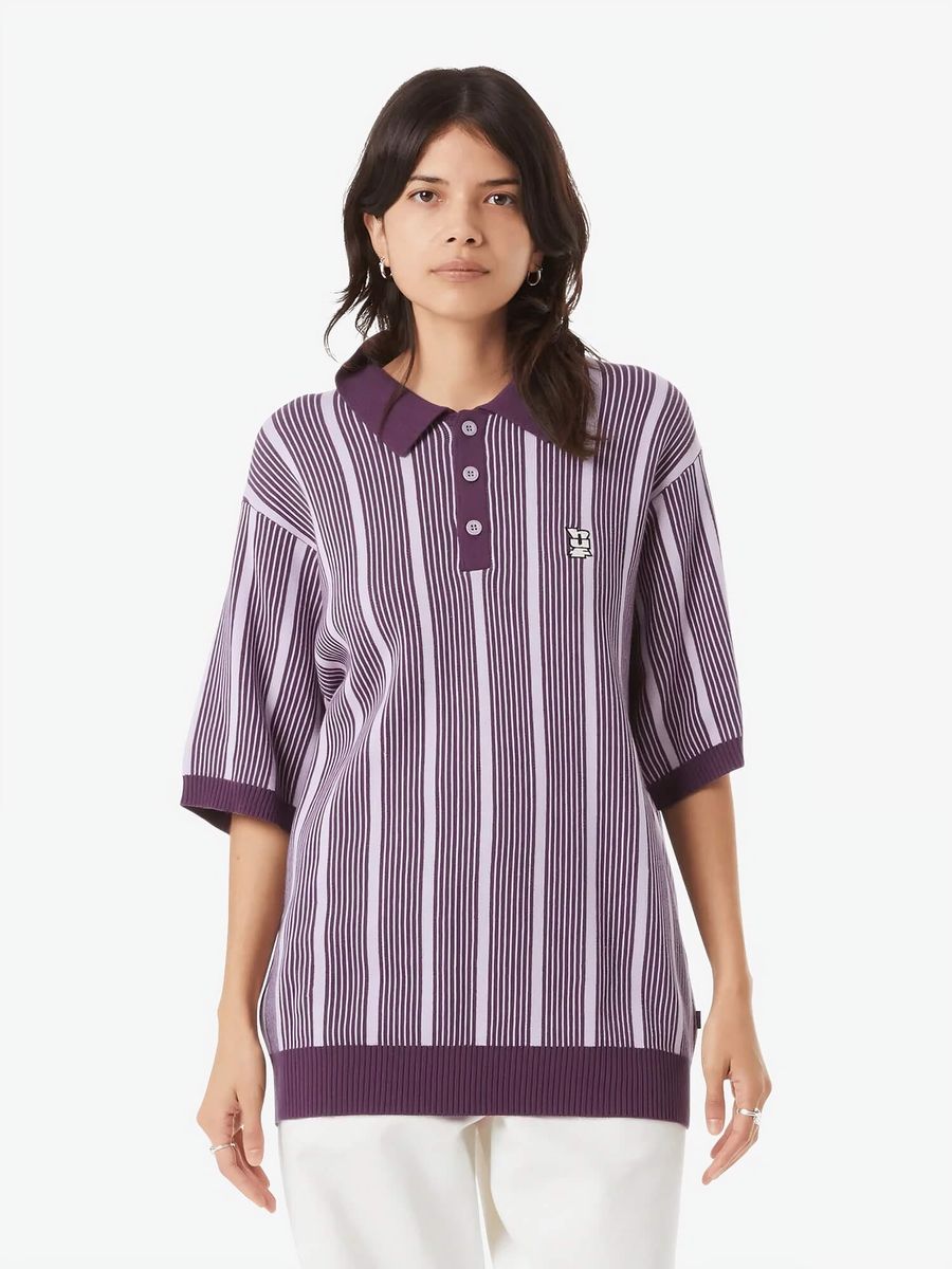 HUF — Поло-вязанное Trace Stripe S/S Knit Dust Purple