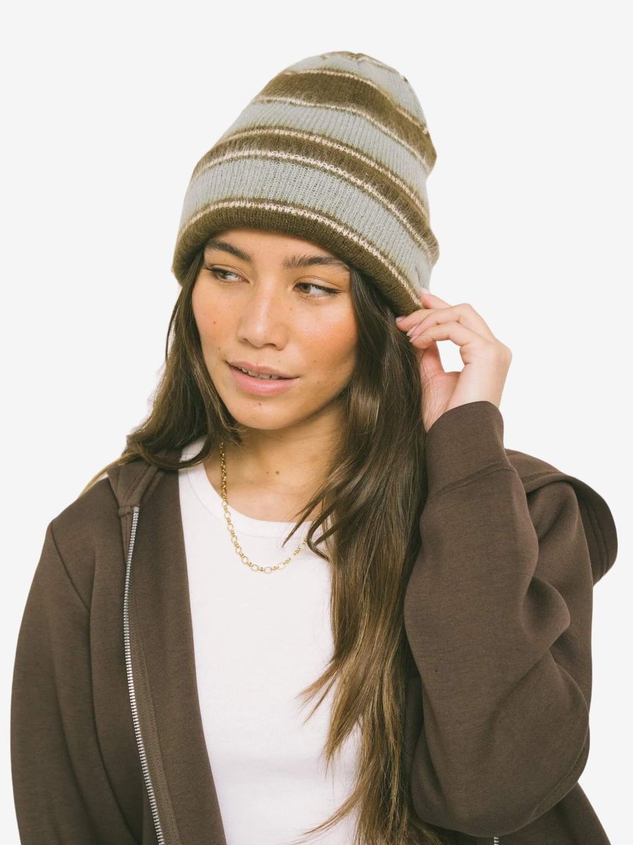 KANGOL — Шапка Fuzzy Stripe Beanie Brown