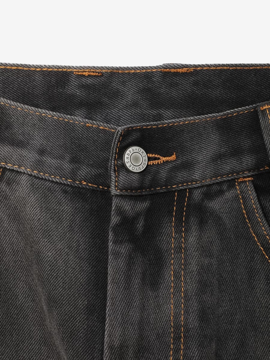 ОКТЯБРЬ — Шорты AW'25 OG Logo Baggy Black (Stone Washed)