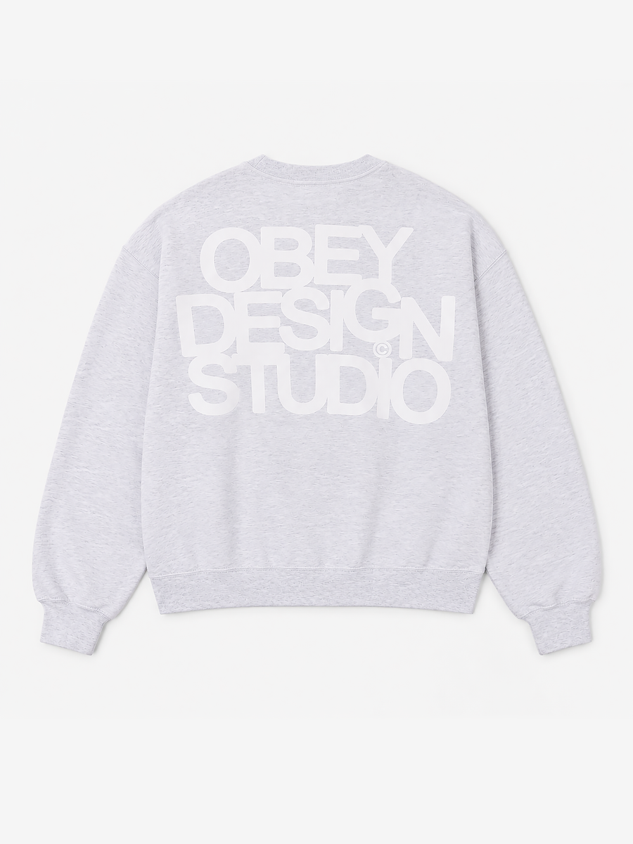 OBEY — Свитшот W Design Studio Cropped Crew Ash Heather Grey