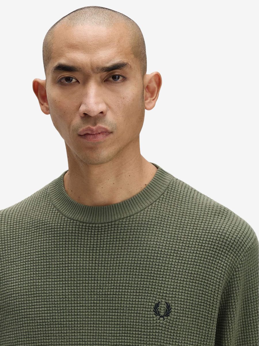 FRED PERRY — Свитер Waffle Stitch Jumper Laurel Wreath Green