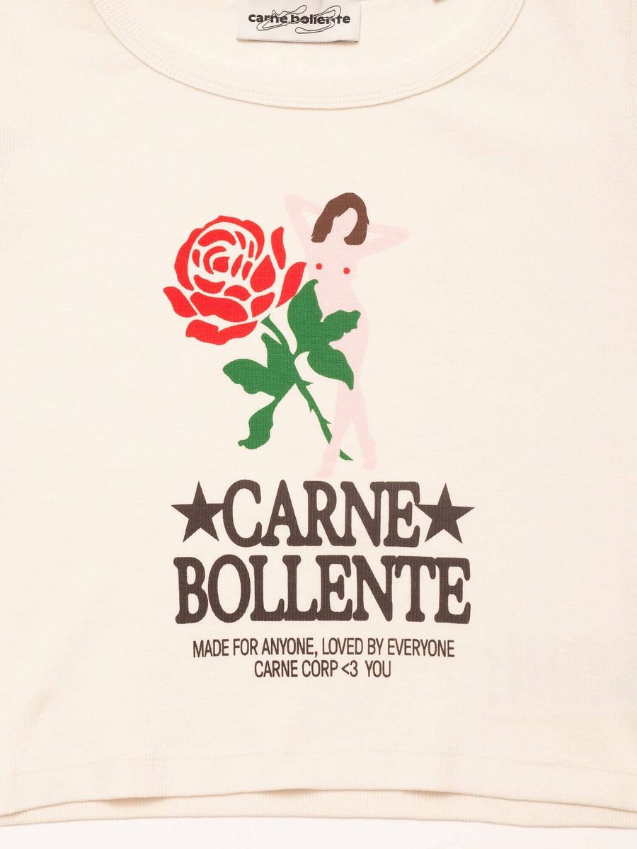 CARNE BOLLENTE — Футболка Crop Top Carne Loves You White