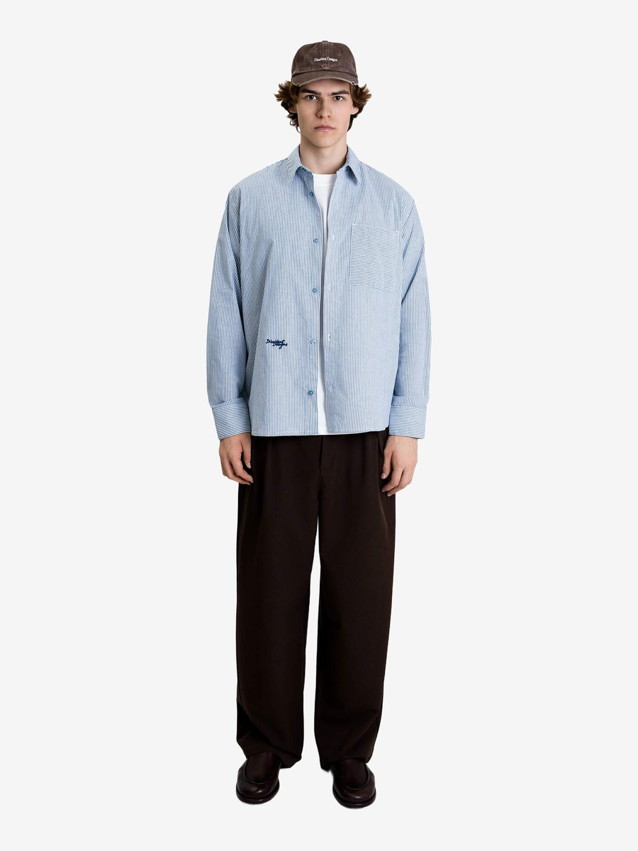 DISSIDENT — Рубашка Script Oxford Pocket Short in White/Navy