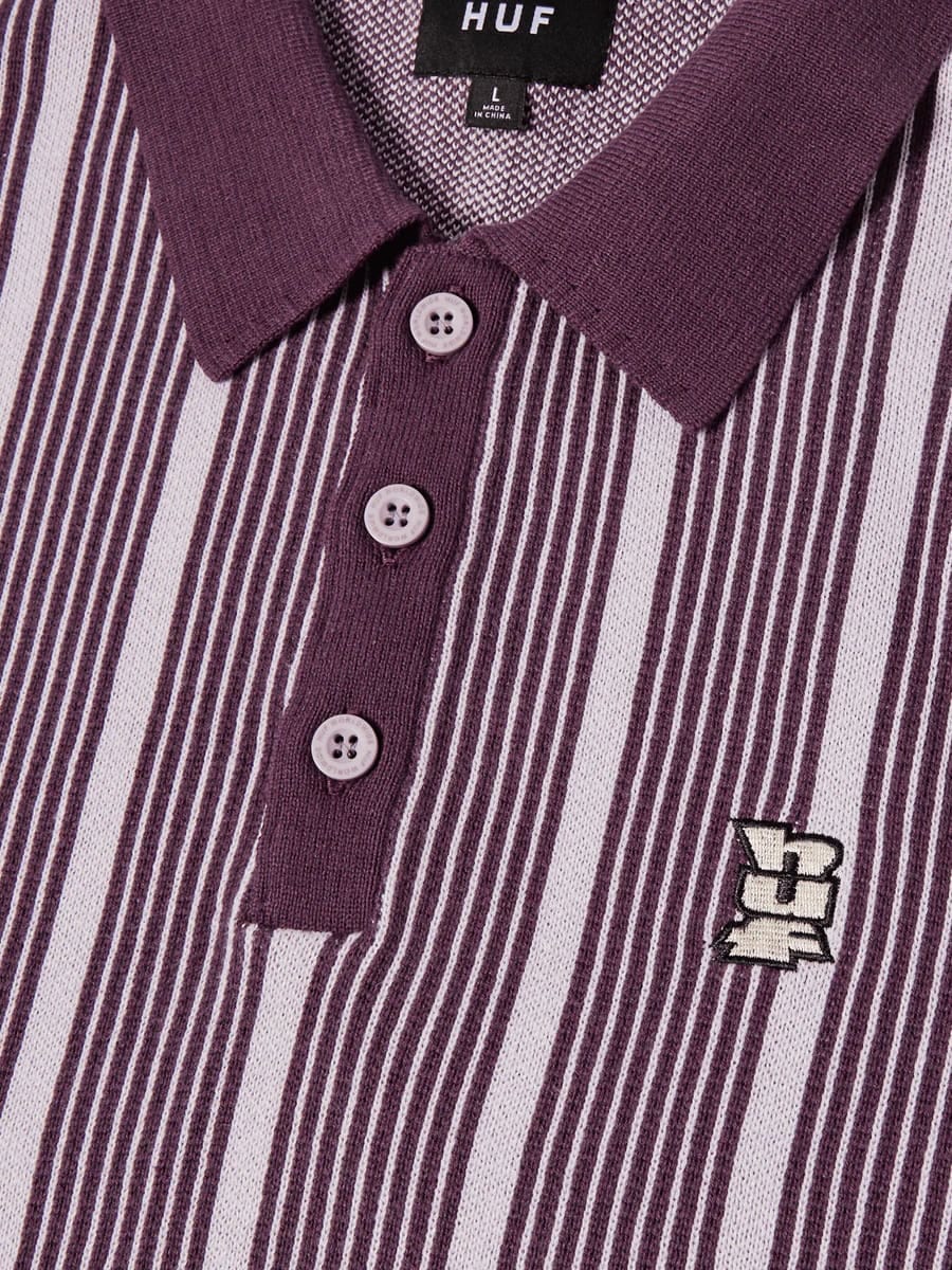 HUF — Поло-вязанное Trace Stripe S/S Knit Dust Purple