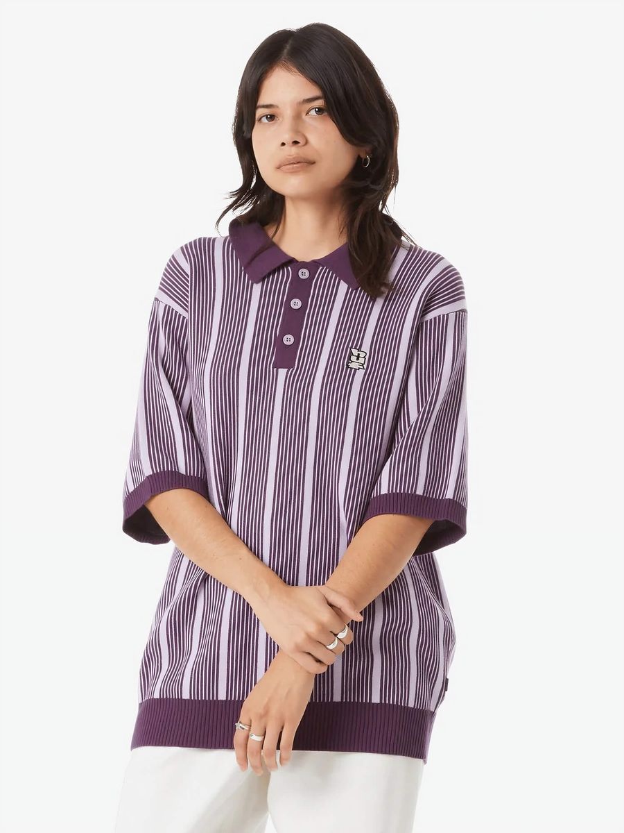 HUF — Поло-вязанное Trace Stripe S/S Knit Dust Purple