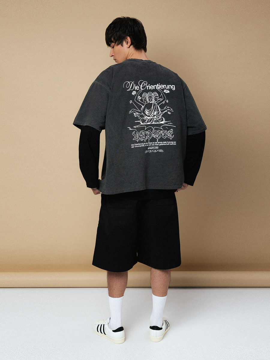 DISSIDENT — Футболка Orientierung Dyed Tee in Asphalt