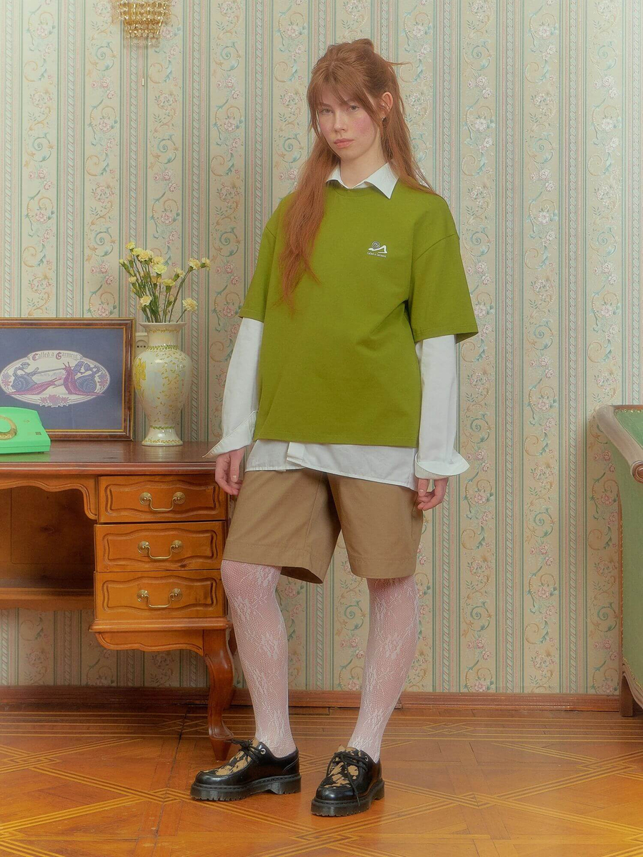 CALLED A GARMENT — Футболка Stone Shapes Золотая оливка