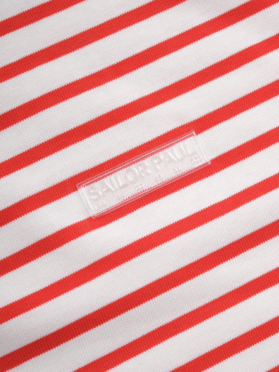 SAILOR PAUL — Футболка Stripe Text Logo Label Экрю/Красный