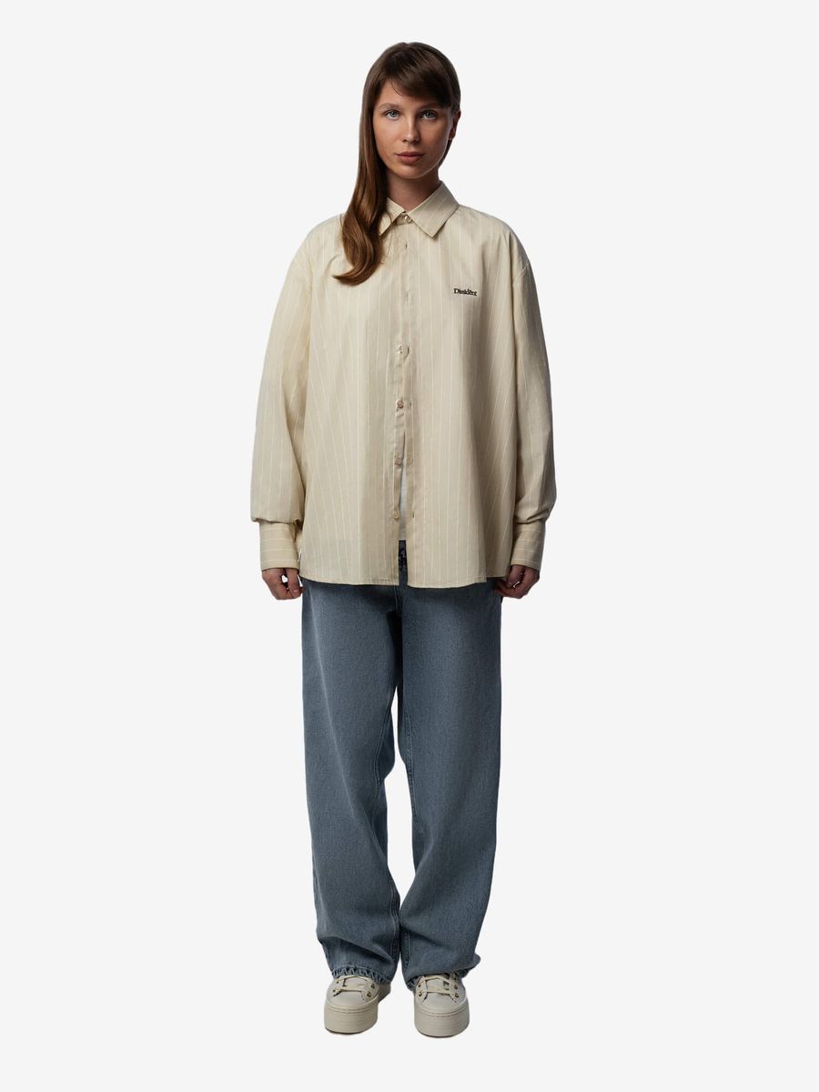 DISSIDENT — Рубашка Og Logo Striped Shirt in Beige/White