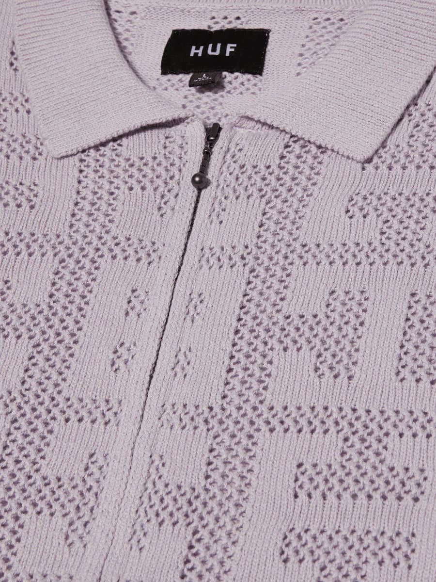 HUF — Рубашка-вязаная Monogram Jacquard ZIP Lavender