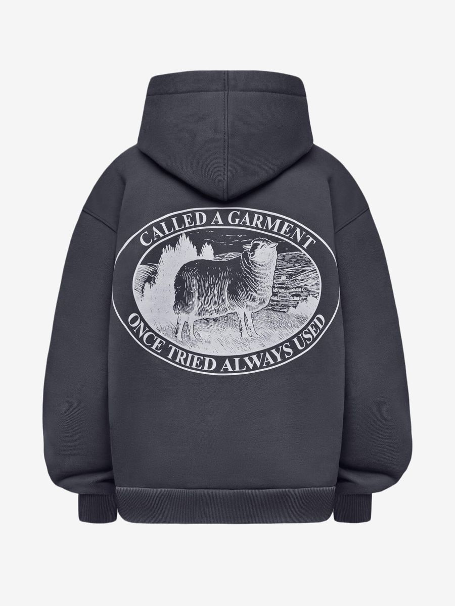 CALLED A GARMENT — Худи Zip Stamp Heavy Cotton Charcoal Blue