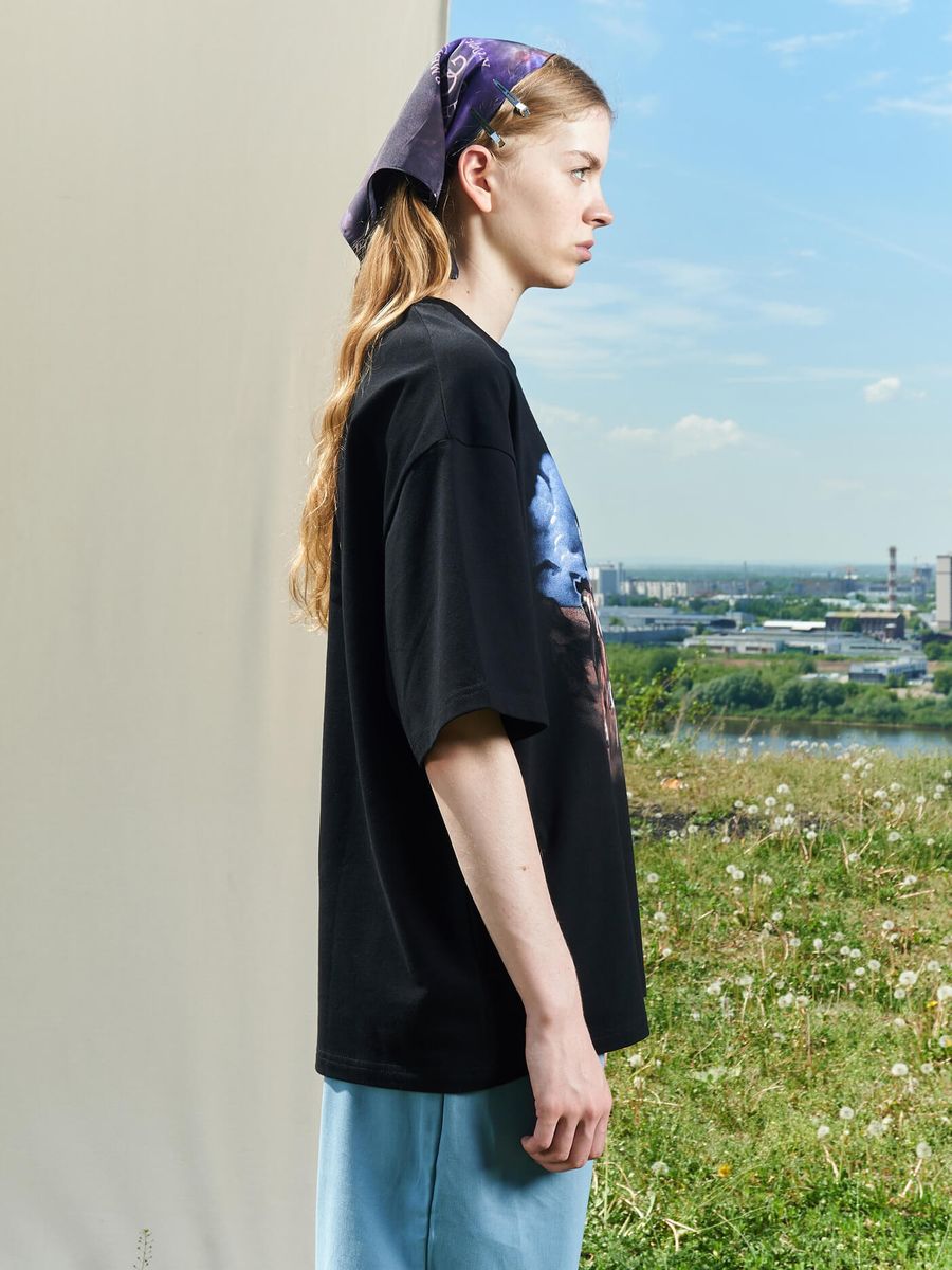 CALLED A GARMENT — Футболка Horses Peach Effect Черный