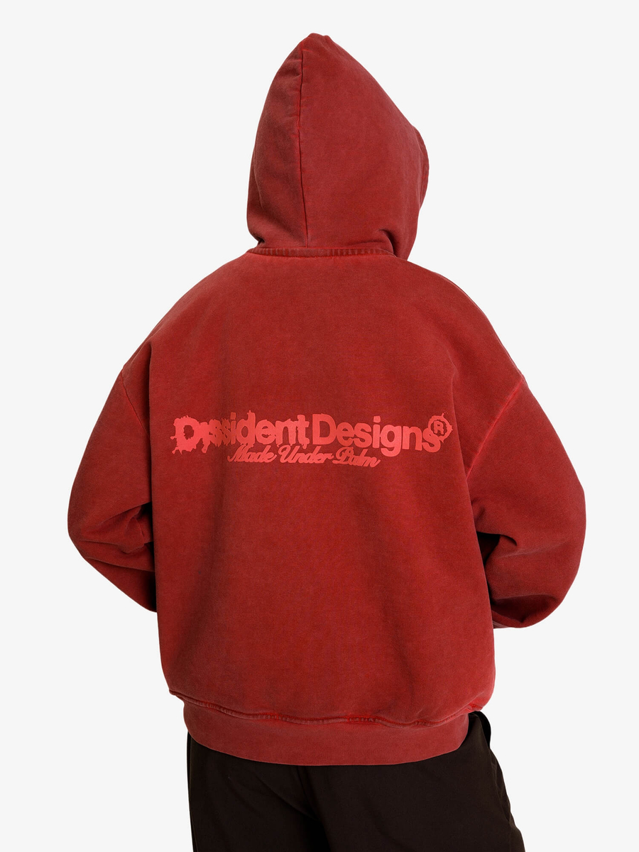 DISSIDENT — Худи DD Pufed Ink Dyed Hoodie in Faded Red