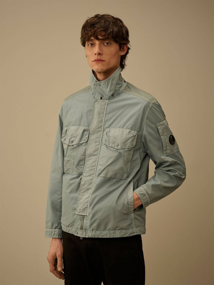 C.P. COMPANY — Овершот Flatt Nylon Mixed Goggle Overshirt Silver Blue