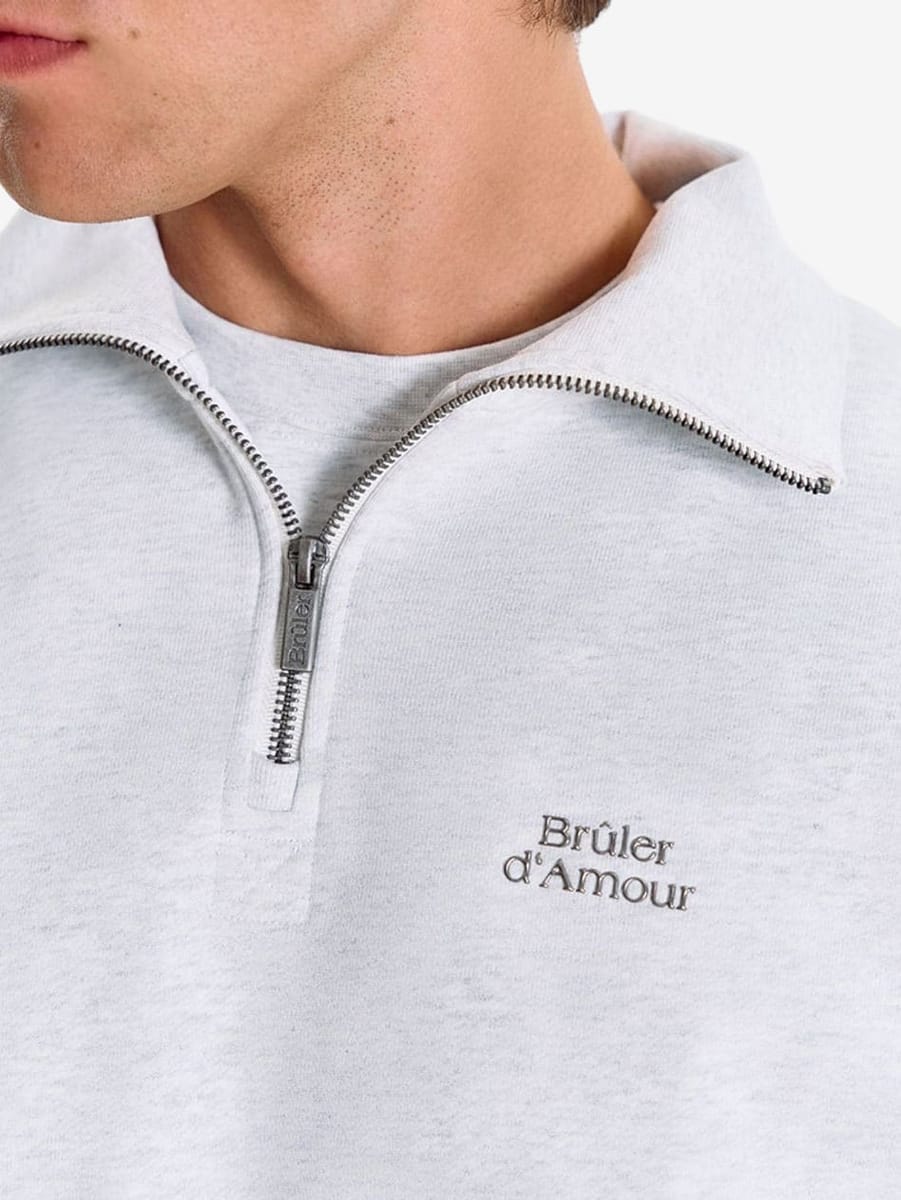 BRÛLER D’AMOUR — Свитшот Half-Zip Logo de Base 02 Grey Melange