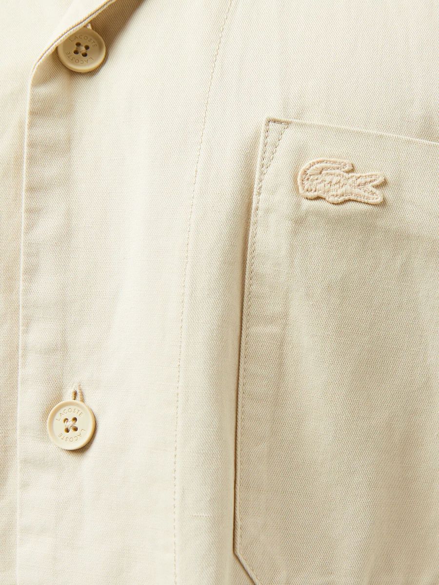 LACOSTE — Рубашка Linen Shirt SS Beige
