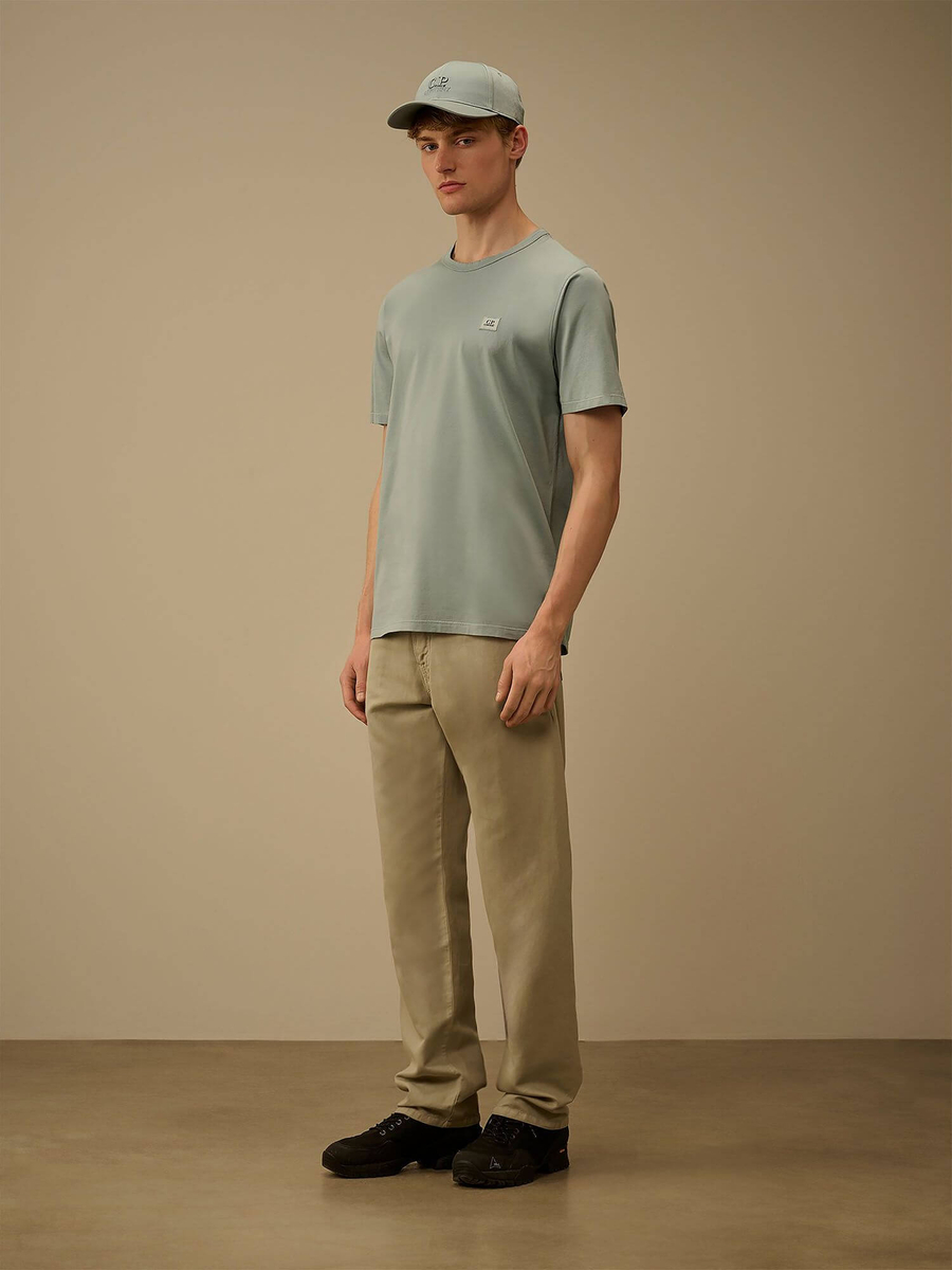 C.P. COMPANY — Футболка Mercerized Jersey 70/2 Gasato SS Patch Moss Gray