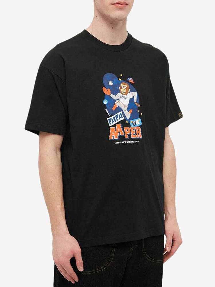 AAPE BY *A BATHING APE — Футболка Aape x Rob Flowers Papa Tee Black