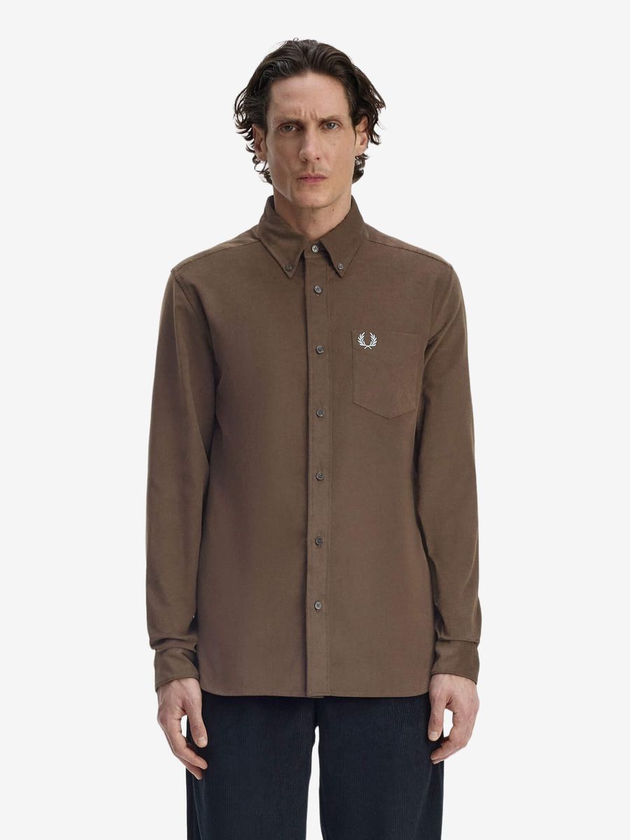 FRED PERRY — Рубашка Needle Cord Shirt Burnt Tobacco