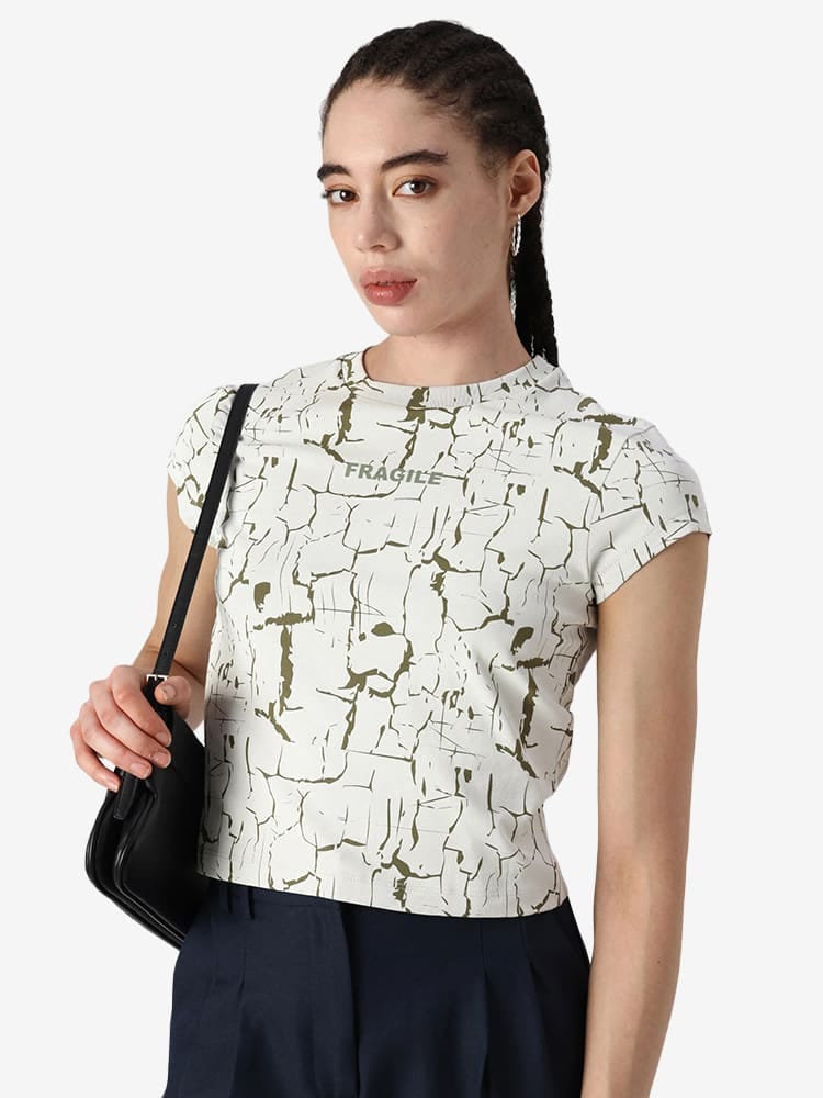 THE RAGGED PRIEST — Футболка Rift Baby Tee White/Green