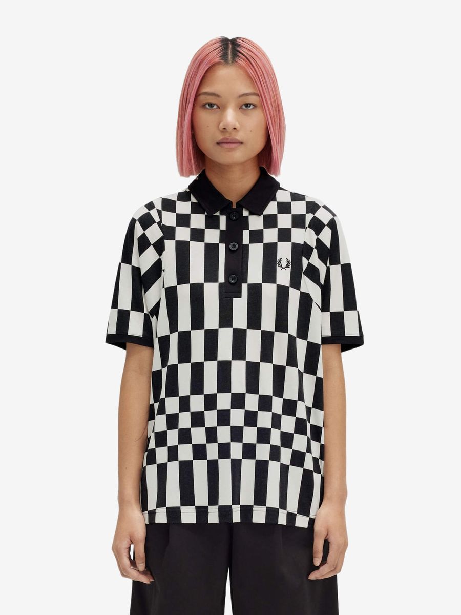 FRED PERRY — Футболка Поло W Chequerboard Black/White